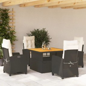 3277378 vidaXL Set mobilier de grădină cu perne, 5 piese, negru, poliratan