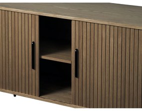 Comodă maro cu aspect de lemn de stejar cu ușă glisantă 180x76x45 cm Nola – Unique Furniture