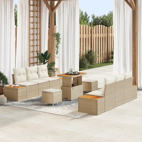 Set de Sofa de Grădină vidaXL cu Perne Bej Poliratan Acacia
