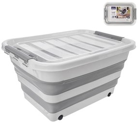 Cutie de depozitare albă/gri din plastic cu capac 54x39x28 cm Kemp – Orion