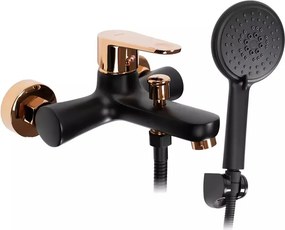 Baterie cada - dus Rea Mild negru - Rose Gold cu set de dus