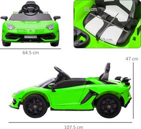 HOMCOM Mașinuță Electrică pentru Copii de 3-5 Ani cu Uși Fluture și Telecomandă, 107,5x63x42 cm, Verde | Aosom Romania
