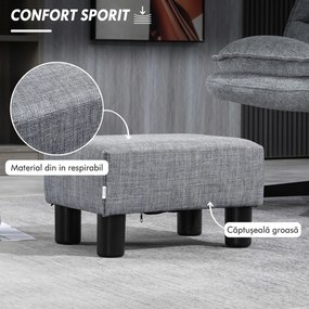HOMCOM Otoman Stofă, Scaun Dreptunghiular Mic, Căptușit, pentru Living, 40x30x24cm, Gri | Aosom Romania