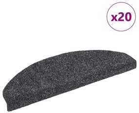vidaXL Covorașe autoadezive pentru scări, 20 buc., 65x21x4 cm, gri închis, semirotunde, mari