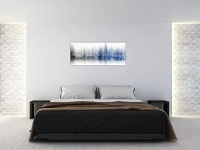 Tablou - Panorama orașului, albastru-gri (120x50 cm)