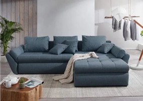Colțar extensibil dumonde cu ladă de depozitare si sezut confortabil din spuma high-density, Loana Enjoy Blue II 270x185 cm