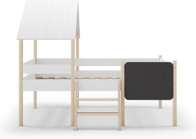 Pat pentru copii alb de tip casă/înalt din lemn de pin 90x190 cm Mint – Marckeric