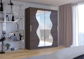 Dulap cu usi glisante si oglinda 180x215 cm, Medison, ADRK Furniture (Culoare: Alb)