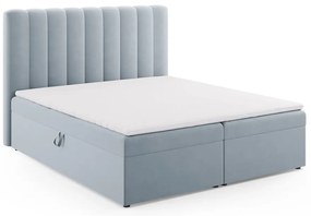 Pat boxspring albastru deschis cu spațiu de depozitare 180x200 cm Gina – Milo Casa