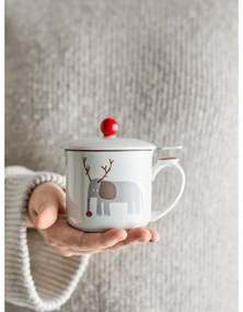 Cană crem cu filtru din gresie 300 ml cu model de Crăciun Valentin – Bloomingville