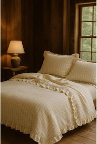 Lenjerie de pat bej din bumbac ranforcé pentru pat de o persoană 140x200 cm Amalia Striped – Mila Home Luxury