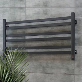 Radiator de baie tip scară cu termostat AVANGARD 316W/230V 50,6 cm IP44 negru, montare pe partea stângă