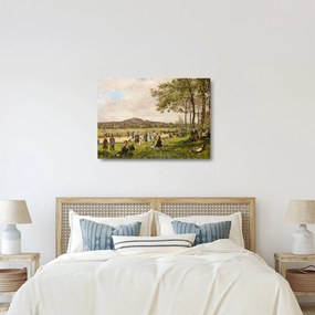 Tablou pe sticlă - French 19th Century, Race Course at Longchamps, reproducere (70x50 cm)