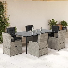vidaXL Set mobilier de grădină cu perne, 7 piese gri deschis poliratan