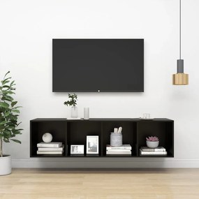 Dulap TV montat pe perete, negru, 37x37x142,5 cm, PAL 1, Negru, 37 x 37 x 142.5 cm