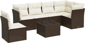 vidaXL Set canapele de grădină cu perne, 6 piese, maro, poliratan