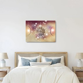 Tablou pe sticlă - Mandala cu elemente (70x50 cm)