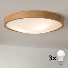 Brilagi - Plafonieră LED CARVALHO SLIM 3xE27/45W/230V stejar, diam. 47 cm
