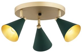Plafoniera cu 3 spoturi design modern Lucinda verde, auriu
