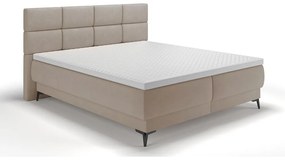 Pat matrimonial 140 cm Riviera 140 (cu somieră și saltea) (cu sp. depozitare) (bej mediu + negru). 1099651