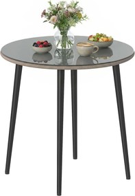 Outsunny Masă de luat masa pentru grădină cu blat din sticlă securizată cu margine din ratan cadru din oțel 80x80x74 cm gri | Aosom Romania