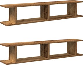 vidaXL Rafturi perete 2 buc., lemn vechi, 105x18x20 cm, lemn prelucrat