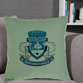 Perna Personalizata Dacia Unirea Braila 1919 Fotbal, 40x40 cm, Verde, Husa Detasabila, Perna Inclusa, BEKZ®