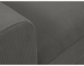 Colțar gri închis extensibil, cu spațiu de depozitare cu tapițerie din catifea reiată (cu colț pe partea dreaptă, cu șezlong) Kyoto – Cosmopolitan Design