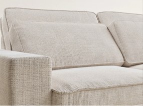 Colțar crem cu tapițerie din chenille (cu colț pe partea dreaptă/în formă de ”L”) Kirou – Maison de Rêve