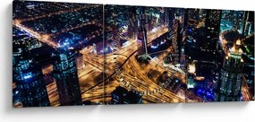 Tablou cu oraș nocturn (cu ceas) (90x30 cm)