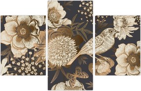 Tablou - Flori aurii pe fundal întunecat (90x60 cm)