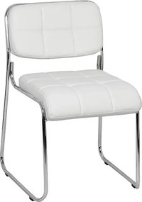 Scaun de așteptare alb HRC 608 din piele ecologică și cadru metalic suprapozabil