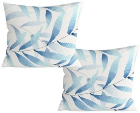 Set 2 bucati huse decorative pentru pernă din microfibra KOVENDI 45x45 cm, albastru-alb