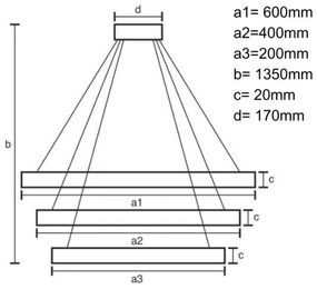 Lustră LED dimabilă pe cablu LED/90W/230V 3000-6500K + telecomandă