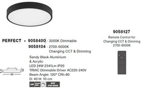 Plafoniera LED moderna design slim PERFECT 40cm negru CCT Dimmable