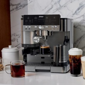 Espressor automat 3in1 Ninja Luxe Café Premier ES601EU, 1650W, 15 bar, 2 litri, Barista Assist, 4 moduri, 3 setari de temperatura, Inox/Negru