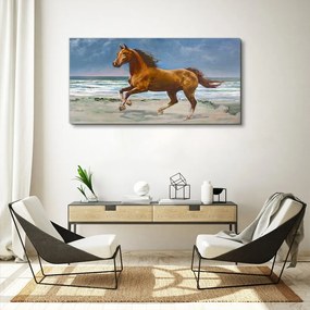 Tablou canvas plajă coasta cal mare valuri