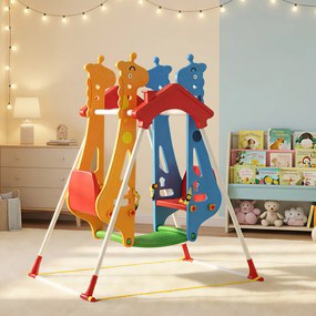 AIYAPLAY Leagăn pentru copii, Cadru-leagăn copii 3-5 ani cu Dublu Scaun Față în Față, 114x94x134,5cm, Multicolor | Aosom Romania