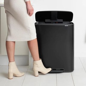Coș Brabantia Bo Pedal 1003185, 60 L, închidere ușoară, bază antiderapantă, negru