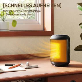 HOMCOM Încălzitor electric cu 3 moduri și temporizator 24h, 14x14x21.5 cm, Negru | Aosom Romania