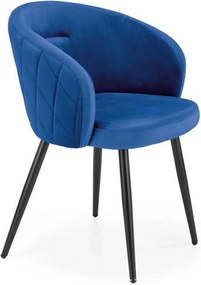 Scaun tapitat K430, albastru/negru, stofa catifelata/metal, 51x54x77 c