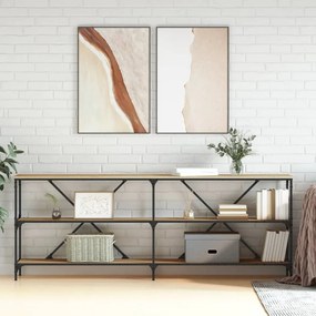 vidaXL Masă consolă stejar sonoma 200x30x75 cm lemn prelucrat și fier