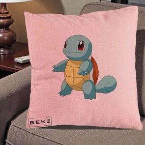 Perna Personalizata Squirtle Pokemon, 40x40 cm, Roz, Husa Detasabila, Perna Inclusa, BEKZ®