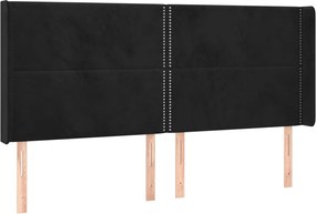 vidaXL Tăblie de pat cu aripioare, negru, 163x16x118/128 cm, catifea