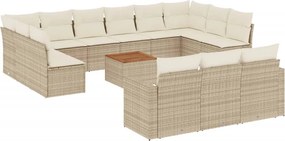 vidaXL Set canapele de grădină, 14 piese, cu perne, bej, poliratan