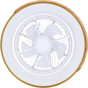 Brilagi - Lampă LED dimabilă cu ventilator, 38 W, 230 V, 50 cm, albastru/stejar + telecomandă