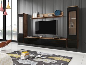 Mobilier living Selwyn II (wotan + Negru lucios ) (fără iluminat). 1054048
