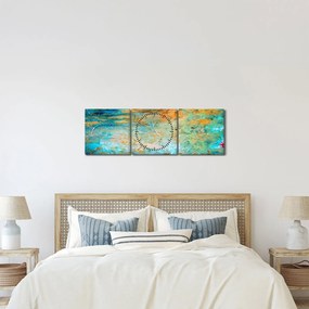 Tablou - Abstract albastru (cu ceas) (90x30 cm)