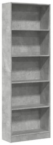 857824 vidaXL Bibliotecă, gri beton, 60x24x176 cm, lemn prelucrat