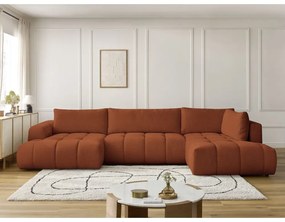 Colțar cărămiziu extensibil/cu spațiu de depozitare (cu colț pe partea dreaptă/în formă de "U") Fuji – Bobochic Paris